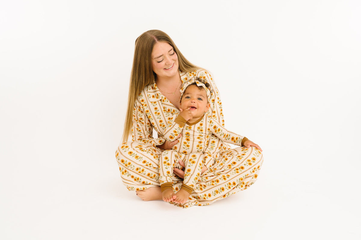 Sunflower Stripe Women's Bamboo Pajama Set
