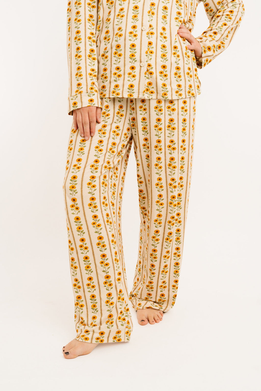 Sunflower Stripe Women's Bamboo Pajama Set
