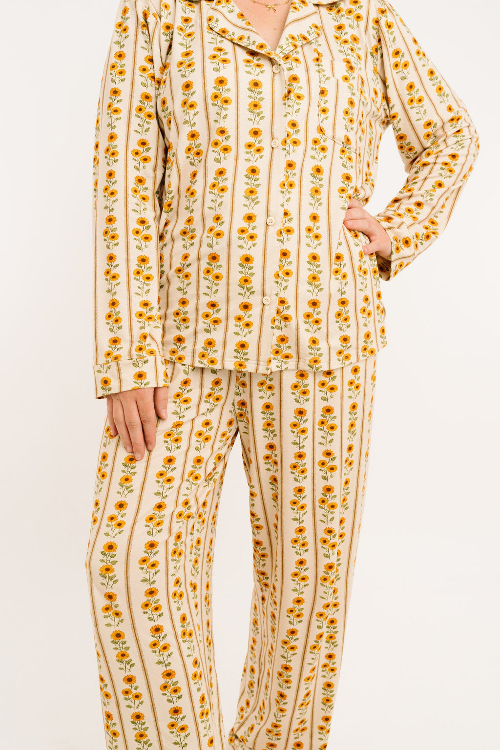 Sunflower Stripe Women's Bamboo Pajama Set