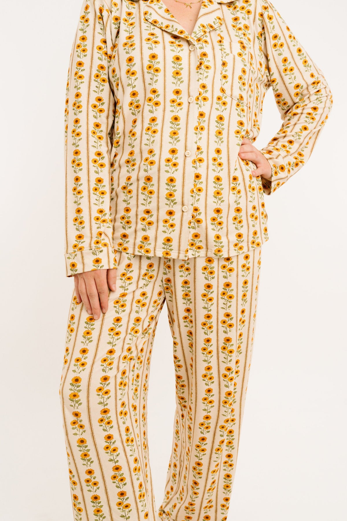 Sunflower Stripe Women's Bamboo Pajama Set