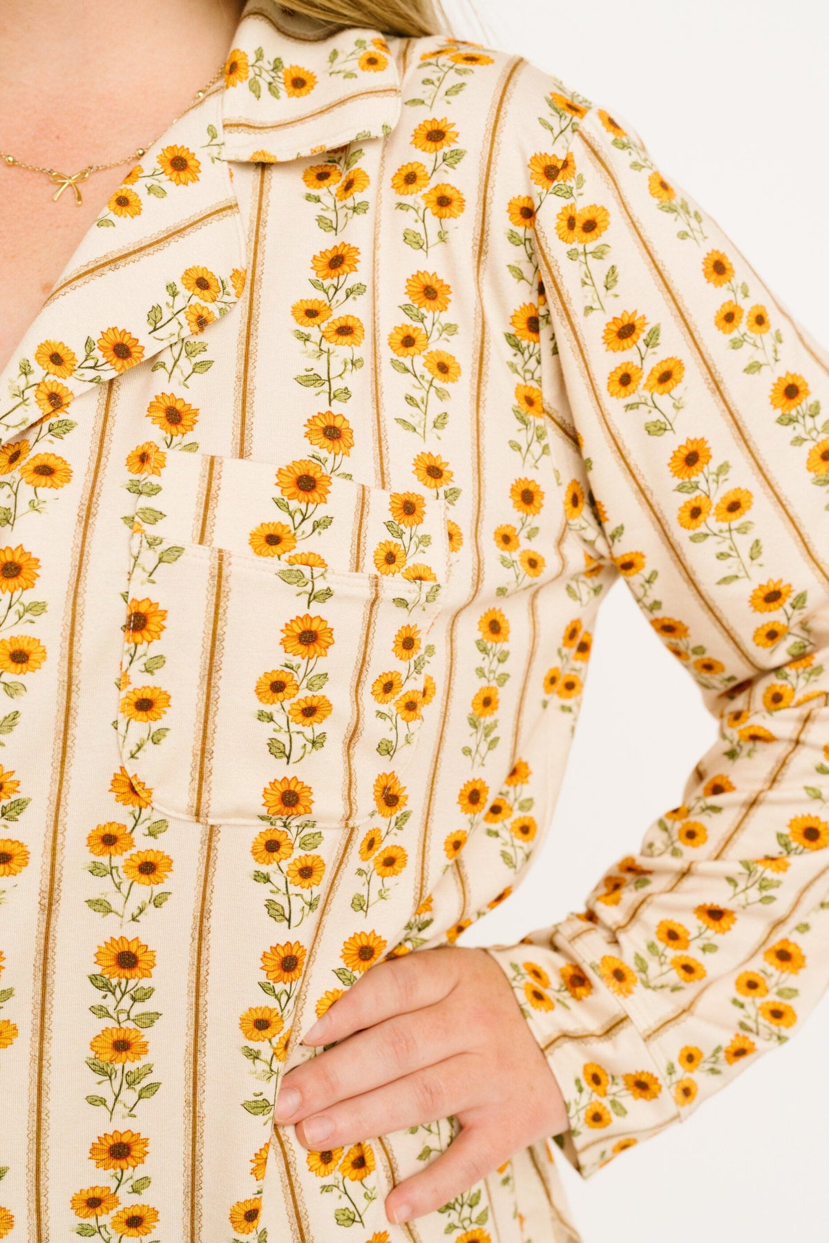 Sunflower Stripe Women's Bamboo Pajama Set