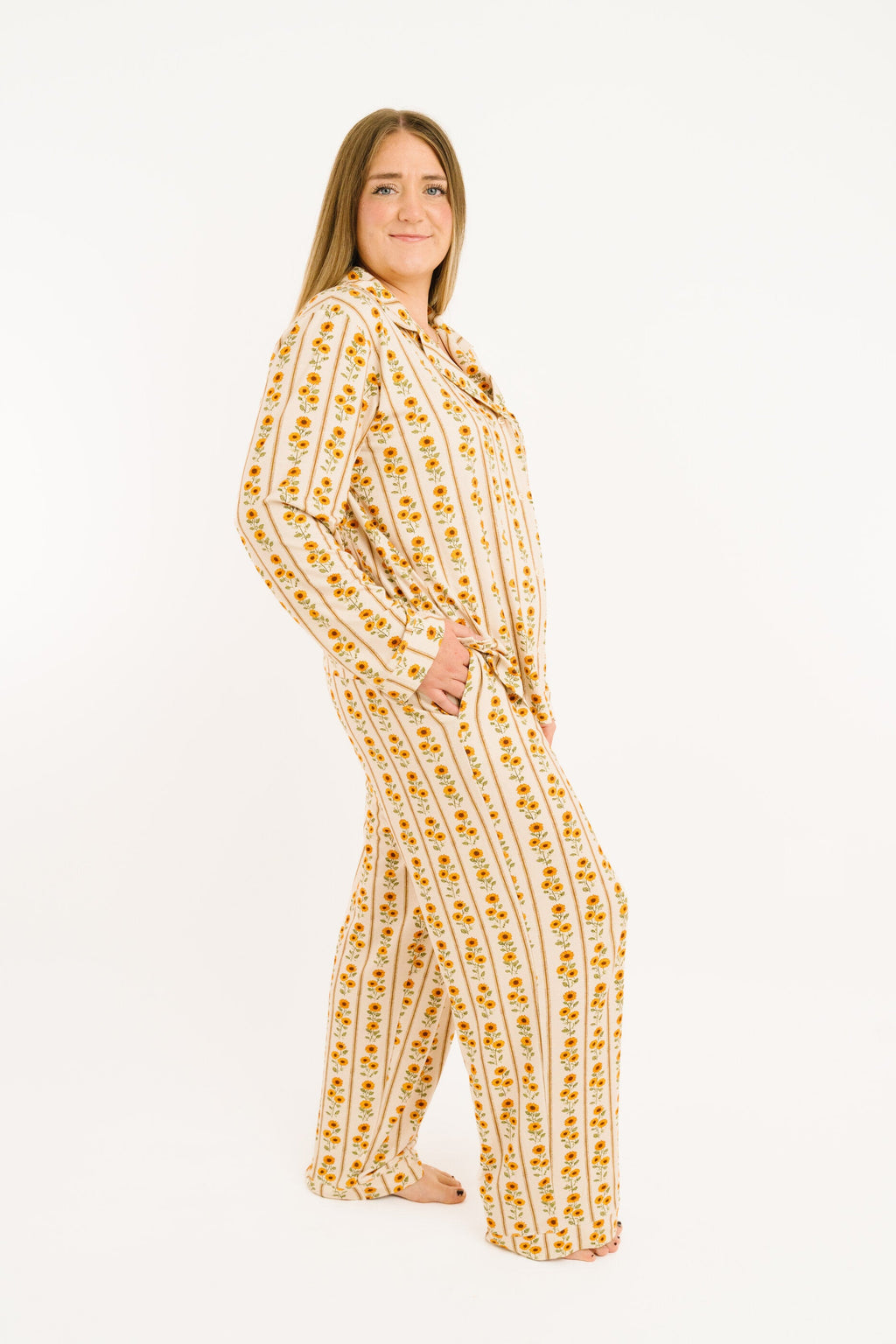 Sunflower Stripe Women's Bamboo Pajama Set