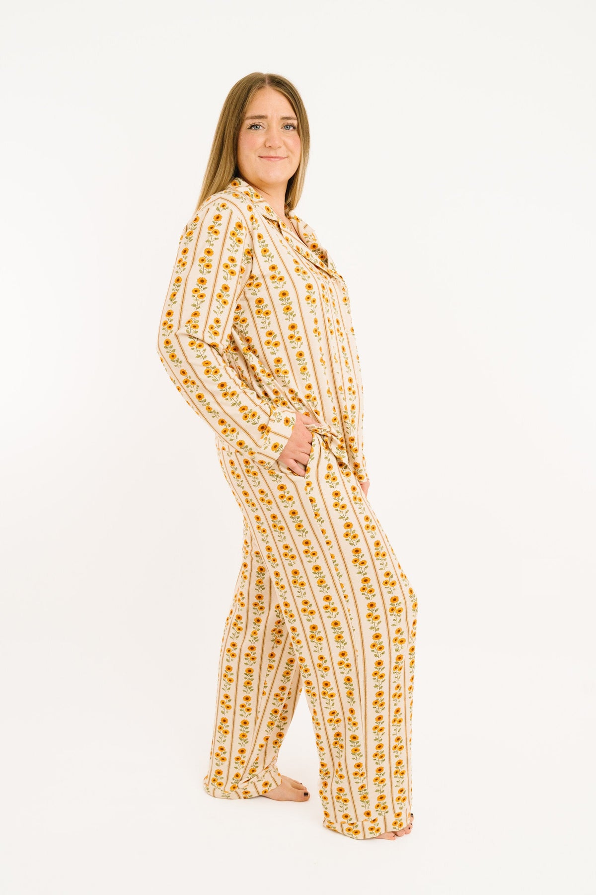 Sunflower Stripe Women's Bamboo Pajama Set