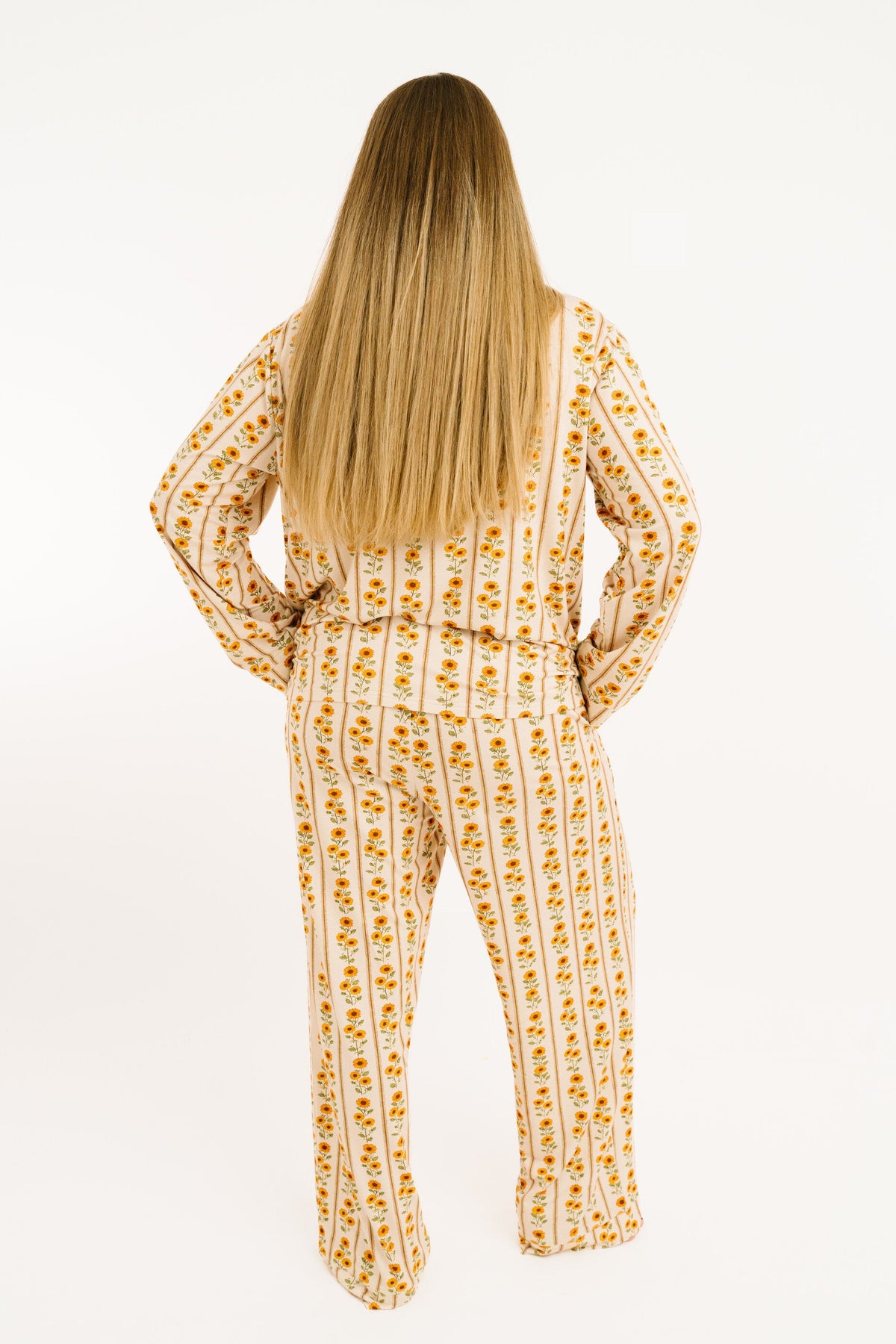 Sunflower Stripe Women's Bamboo Pajama Set