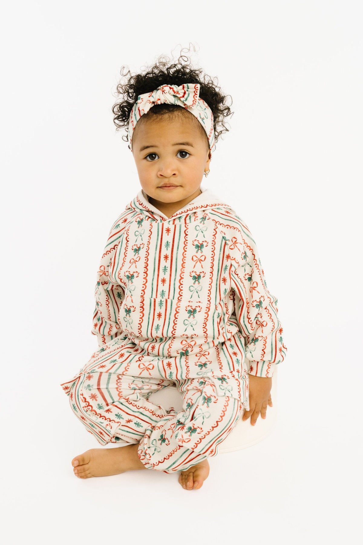 Christmas Dainty Bow Cargo Hoodie Set
