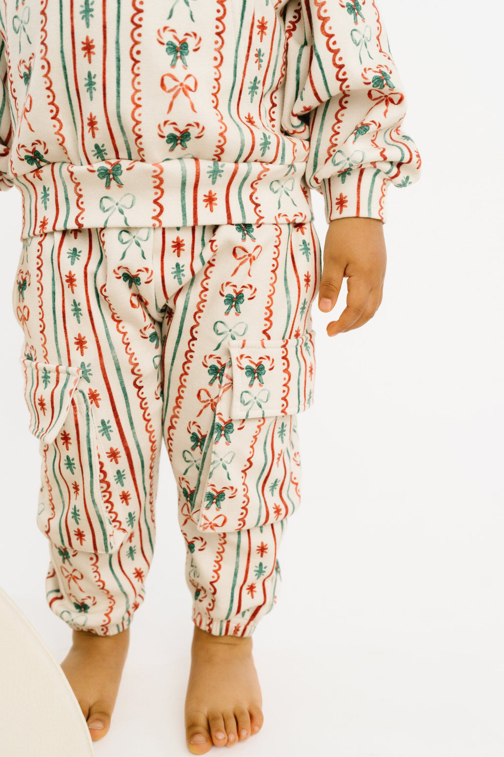 Christmas Dainty Bow Cargo Hoodie Set